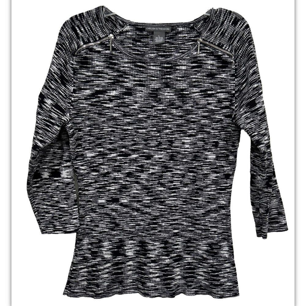 Chelsea & Theodore Black/White Top - L - EUC